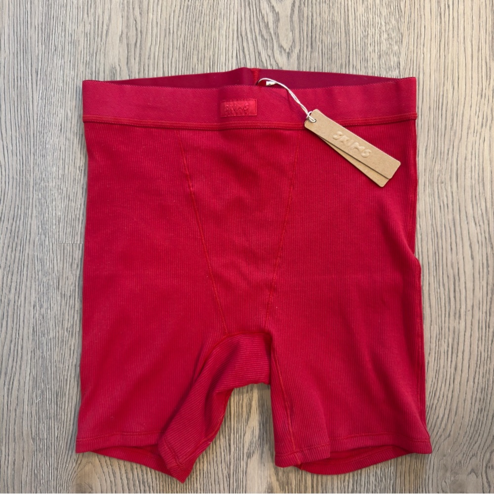 Skims Cotton Rib Boxer - Cranberry